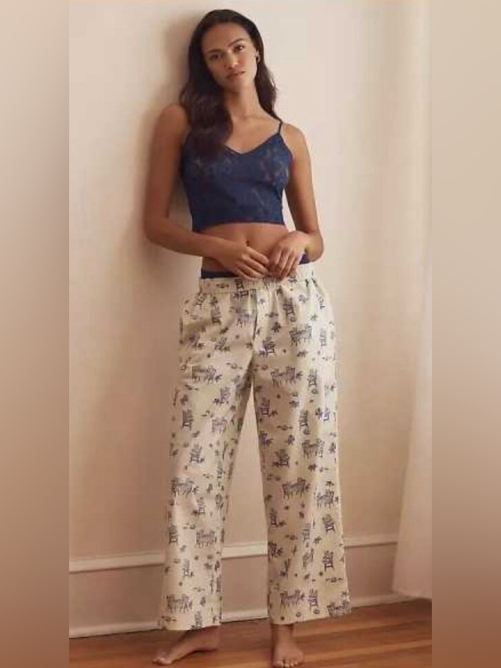 Anthropologie The Wren Cat Tea Party Pajama Pants Women M 100% Cotton Lounge